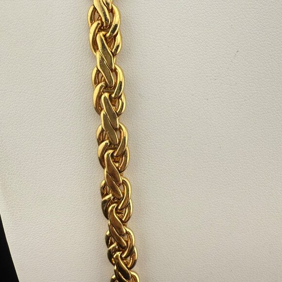 Gold Tone Braided Flat Chain Necklace With Lobster Clasp 24-Inch Length Polished - Picture 7 of 8